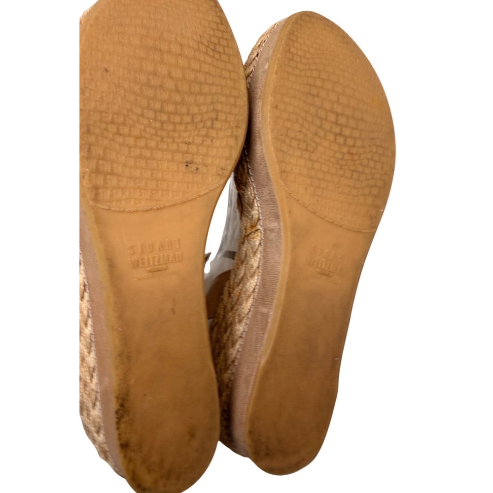 Stuart Weitzman Leather Espadrille Wedge Sandals Tan Ankle Strap Spain 7.5 - Picture 7 of 14